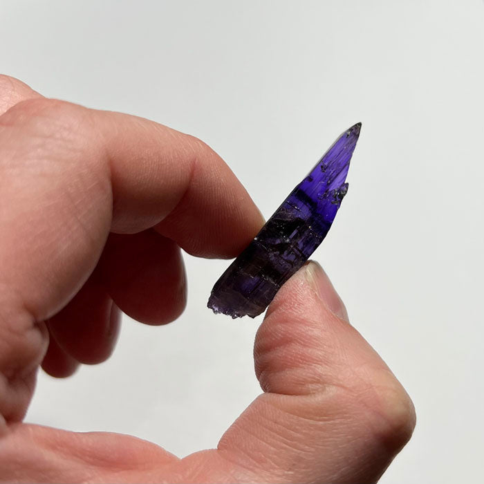tanzanite crystal in hand