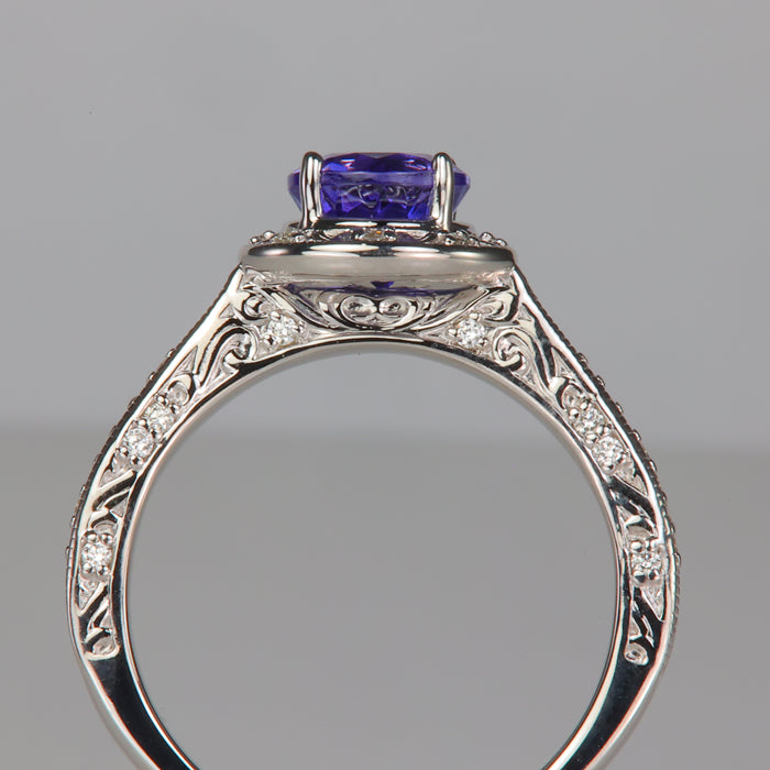 diamonds in white gold tanzanite gemstone ring