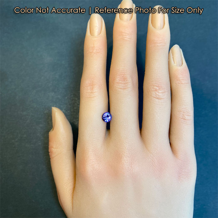 tanzanite gemstone size to hand round brilliant cut violet blue color