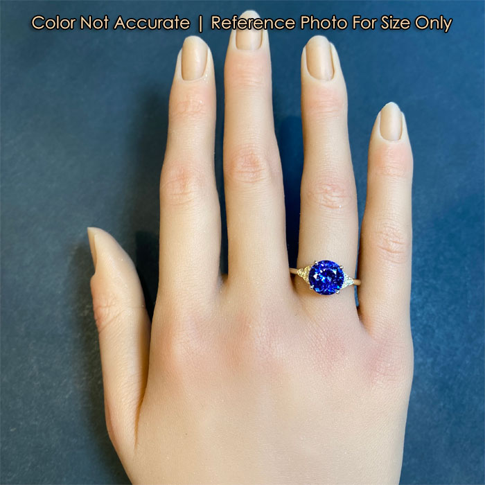 yellow gold and tanzanite gemstone ring with diamonds size on hand