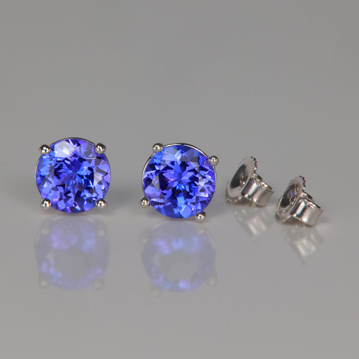 white gold tanzanite gemstone earrings