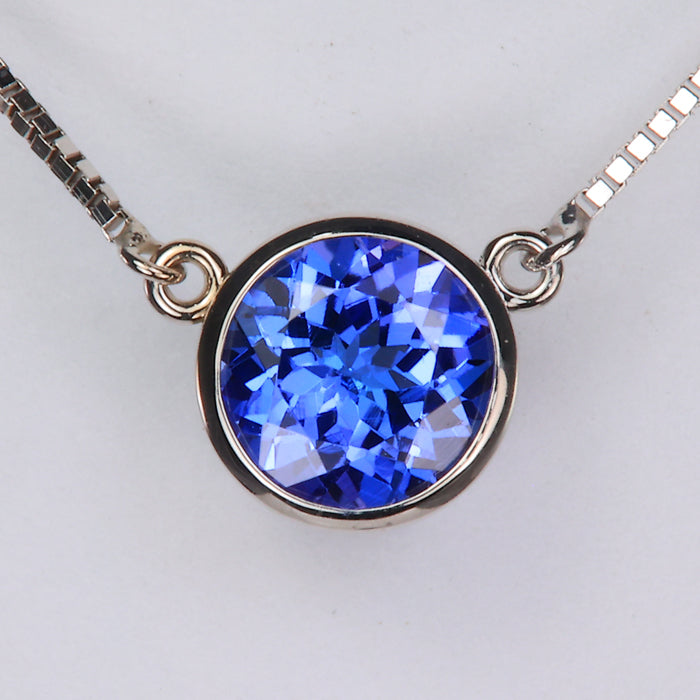 white gold tanzanite necklace with box link chain