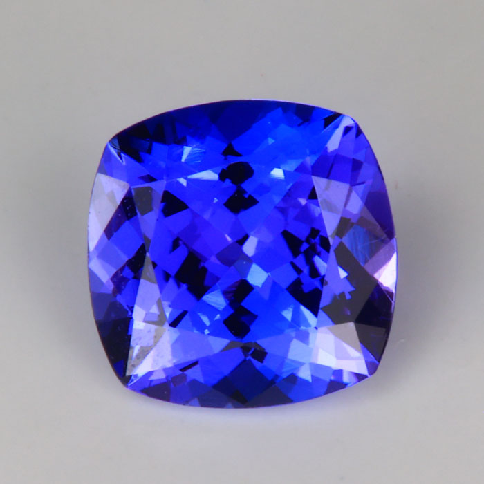 blue and violet tanzanite gemstone square cushion cut