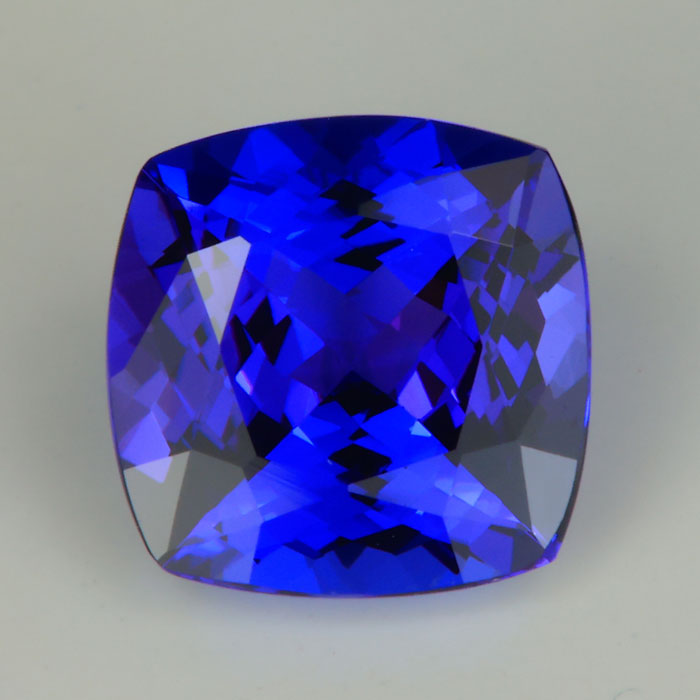 square cushion cut blue and violet tanzanite gem