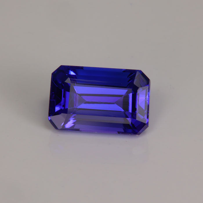 emrald cut blue violet tanzanite gemstone