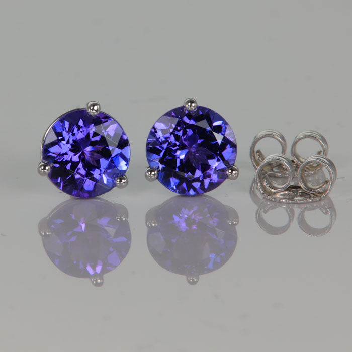 1.87ctw Carats Round Tanzanite Stud Earrings