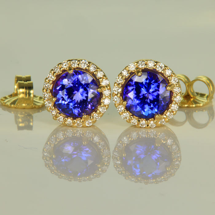Tanzanite and Diamond Earrings 2.88 Carats