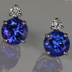 1.89ctw Tanzanite and Diamond Earrings in 14k White Gold