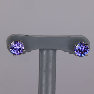 14K White Gold and Tanzanite Stud Earrings