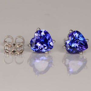 tanzanite earrings heart shape studs