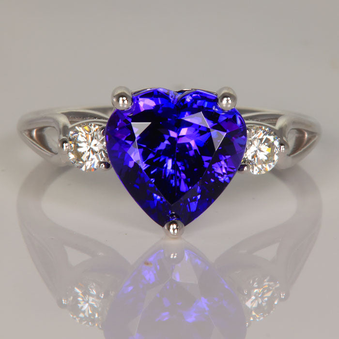 ON HOLD JK Tanzanite Heart Ring 3.49 Carats With Diamond Accent
