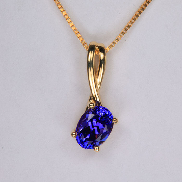 Tanzanite Pendant 1.37 Ct in 14 Karat Yellow Gold