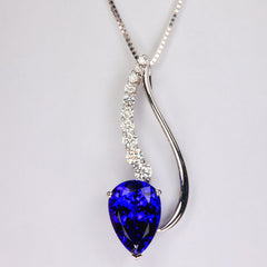 10 Carat Tanzanite Pendant Necklace 14K White Gold