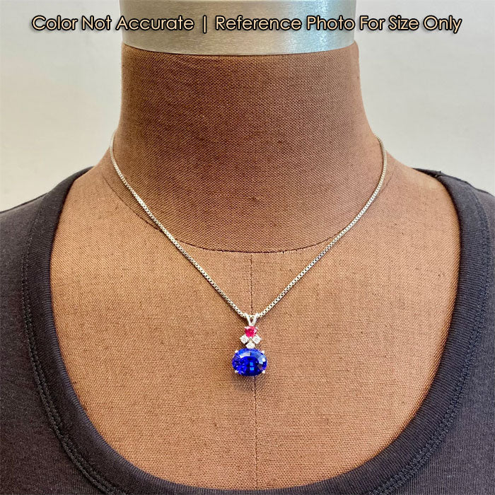 size of oval tanzanite pendant on bust