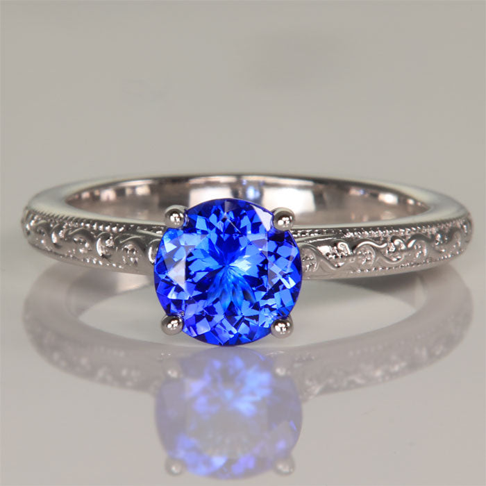 round tanzanite ring white gold