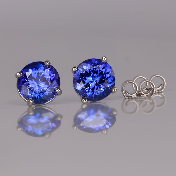Tanzanite Earrings Custom Diamond Hoop Studs Tanzanite Jewelry Designs