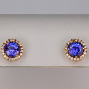 yellow gold tanzanite and diamond earrings