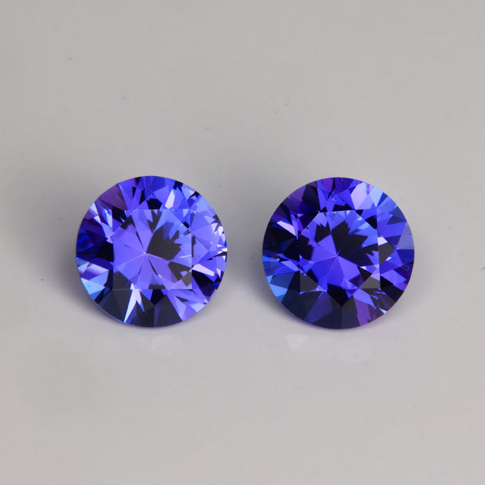 tanzanite pair round brilliant exceptional cut gems