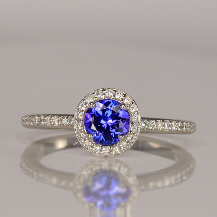 white gold tanzanite ring with diamonds 