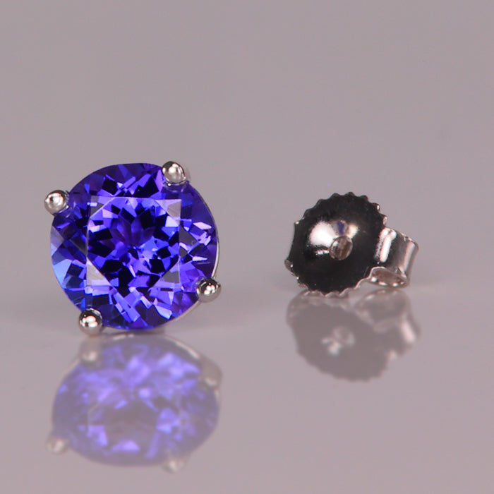 white gold round brilliant single tanzanite earring