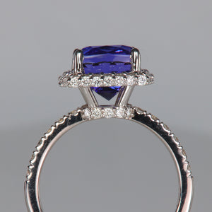 tanzanite and diamond ring in white gold