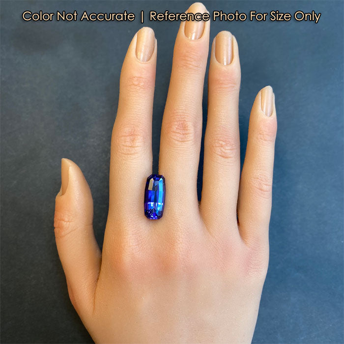 tanzanite gemstone on hand size