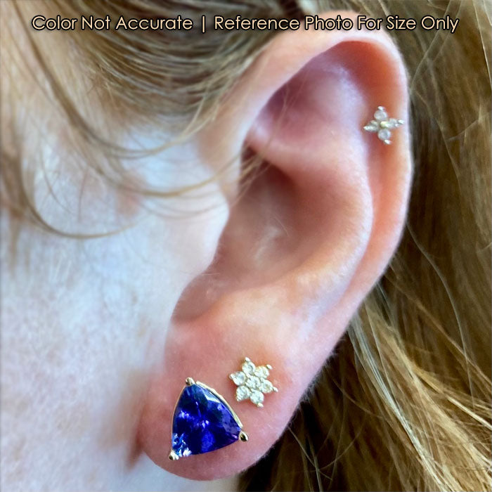 yellow gold trilliant cut tanzanite earring size