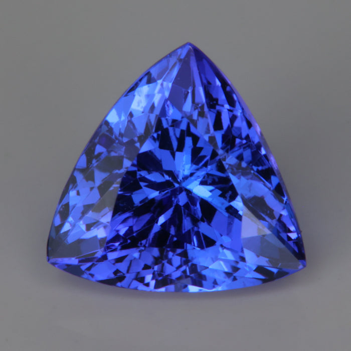 mostly blue tanzanite gemstone trilliant cut