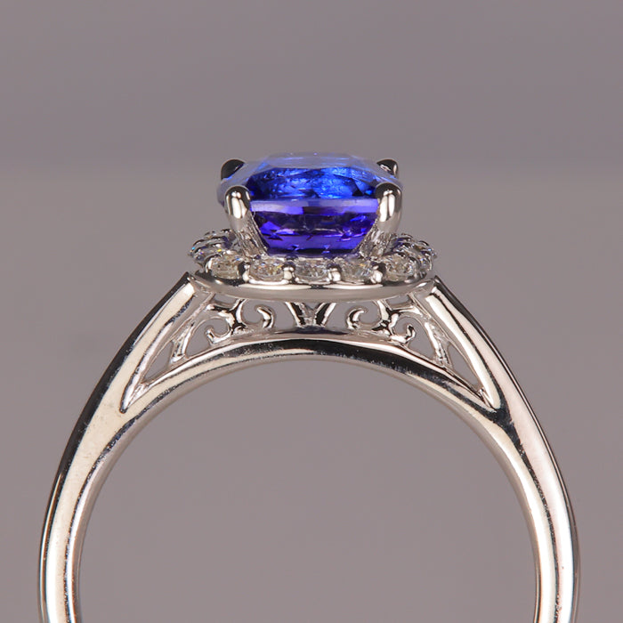 tanzanite ring in white gold with diamonds