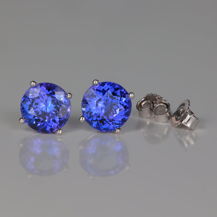 white gold tanzanite gemstone stud earrings