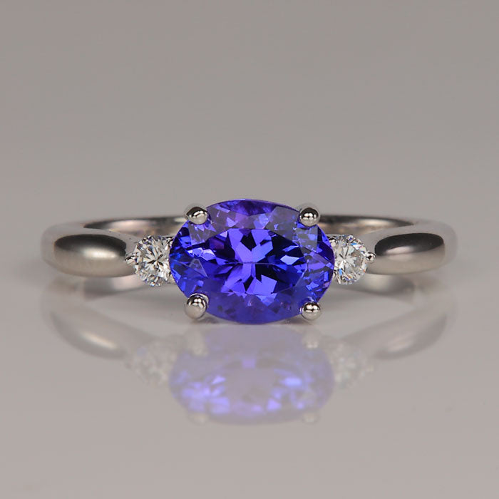 tanzanite and diamond east west ring white gold option