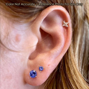 size of tanzanite gem earrings on ear