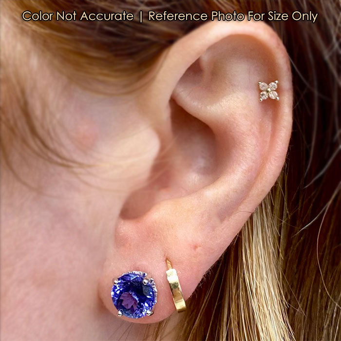 tanzanite gemstone earrings on ear size