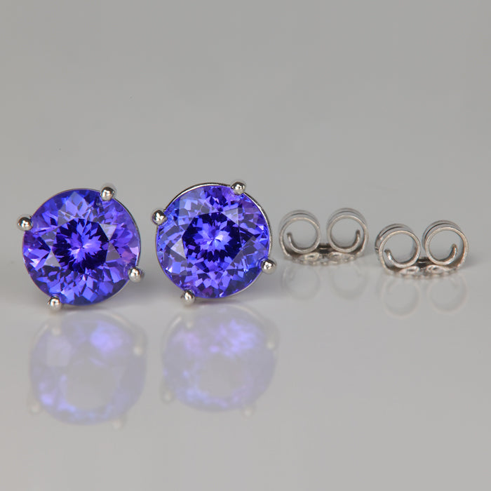 white gold round brilliant tanzanite studs