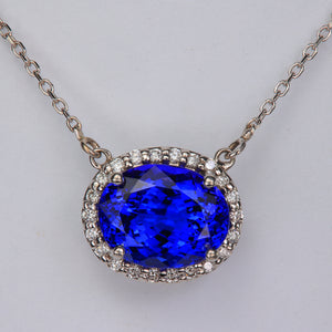 violet blue tanzanite and diamond necklace cable chain