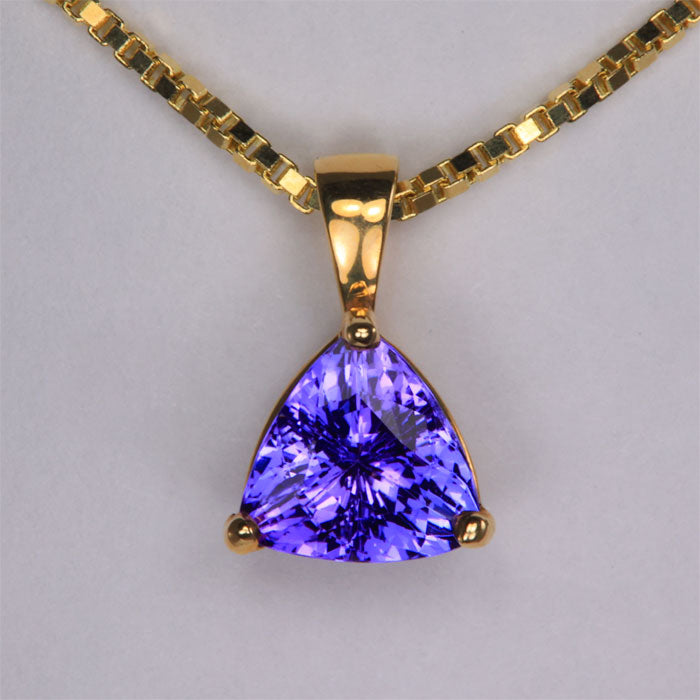 14K Yellow Gold Trilliant Cut Tanzanite Pendant