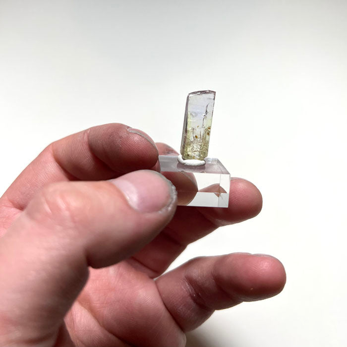 bicolor tanzanite crystal with pink and yellow