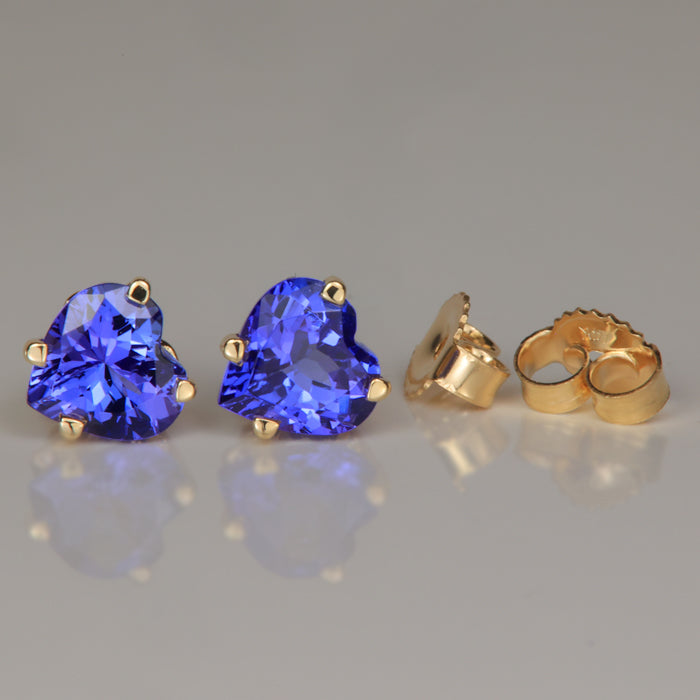yellow gold heart shape tanzanite gemstone earrings 