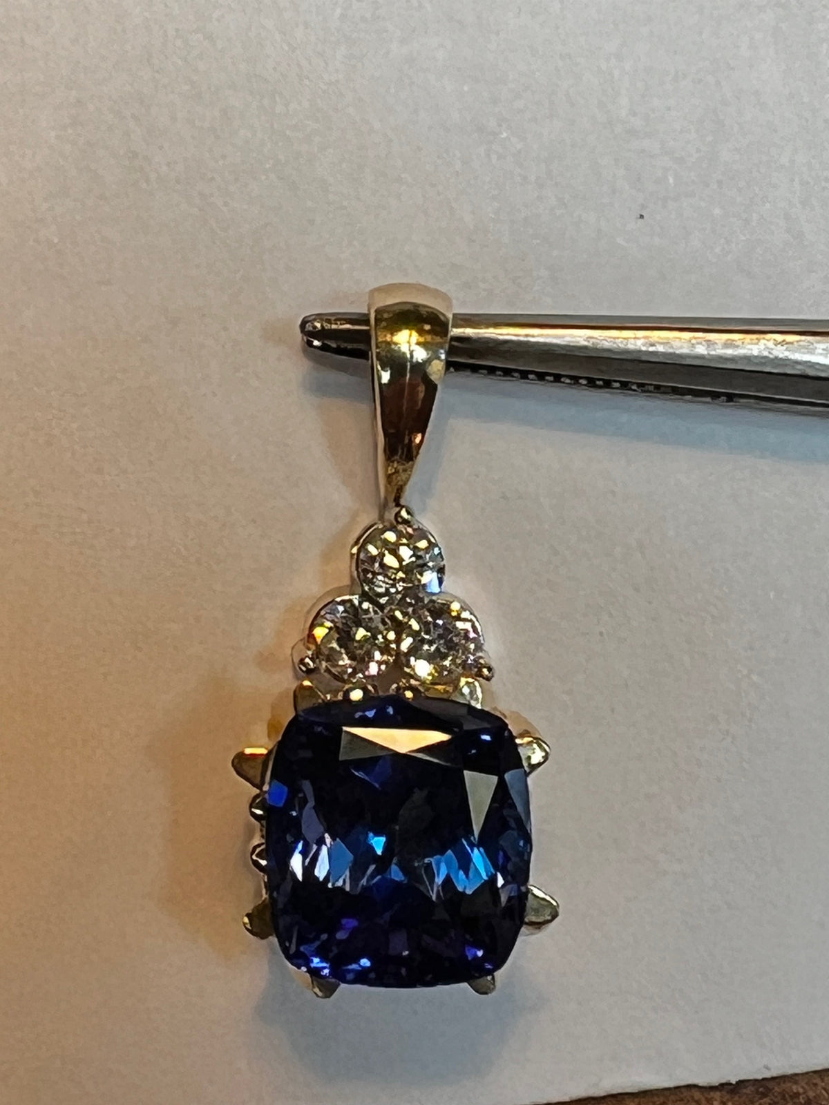 Hold for Loretta  Antique Cushion Tanzanite 4.08 Carats Set in Pendant