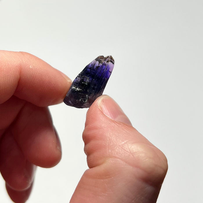tanzanite crystal from tanzania in hand 
