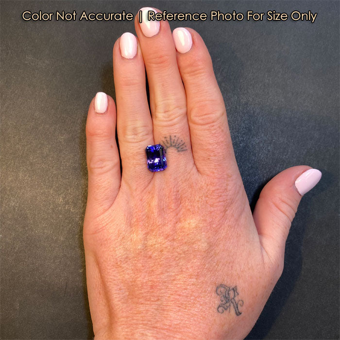 size reference of emerald cut tanzanite