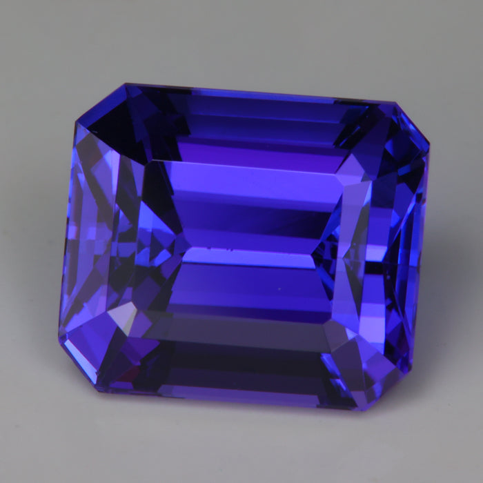 emerald cut blue violet tanzanite gemstone