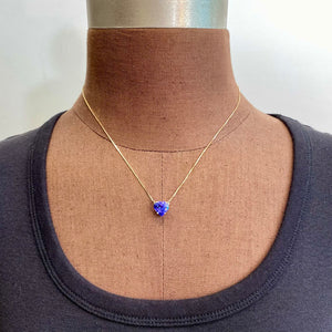 heart tanzanite in yellow gold necklace