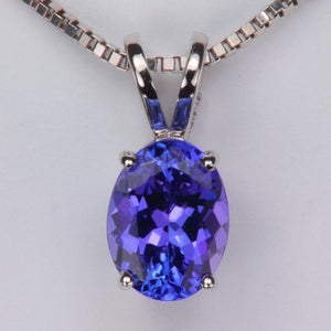 white gold oval tanzanite gem pendant 