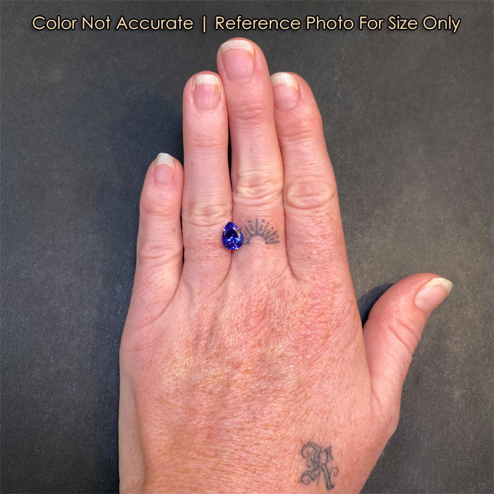 size of blue pear tanzanite gemstone