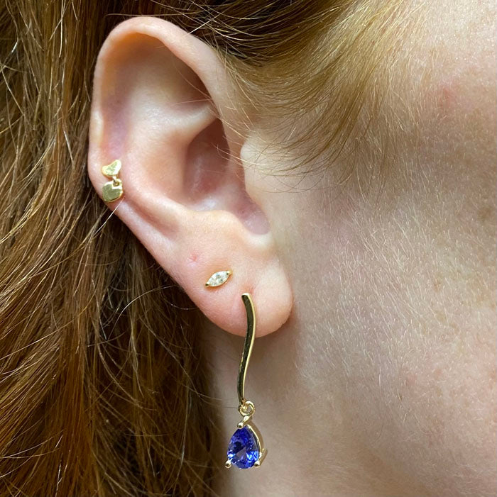 tanzanite gemstone pear shape drop earrings