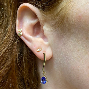 tanzanite gemstone pear shape drop earrings