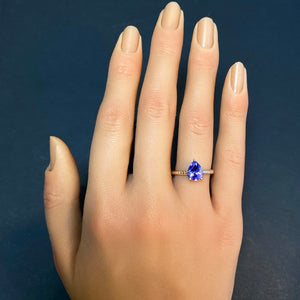 yellow gold pear shape tanzanite ring rare gemstone