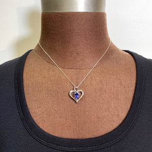 oval tanzanite white gold heart pendant