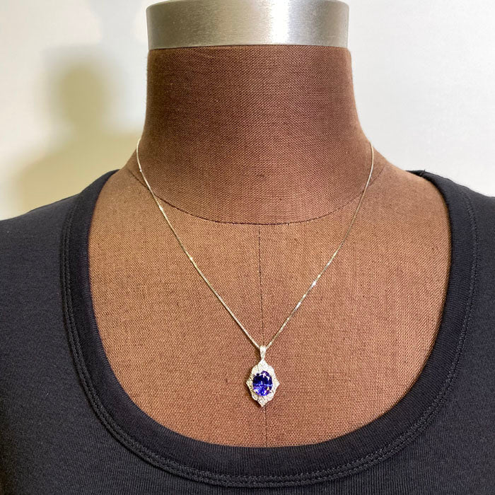 oval tanzanite diamond white gold